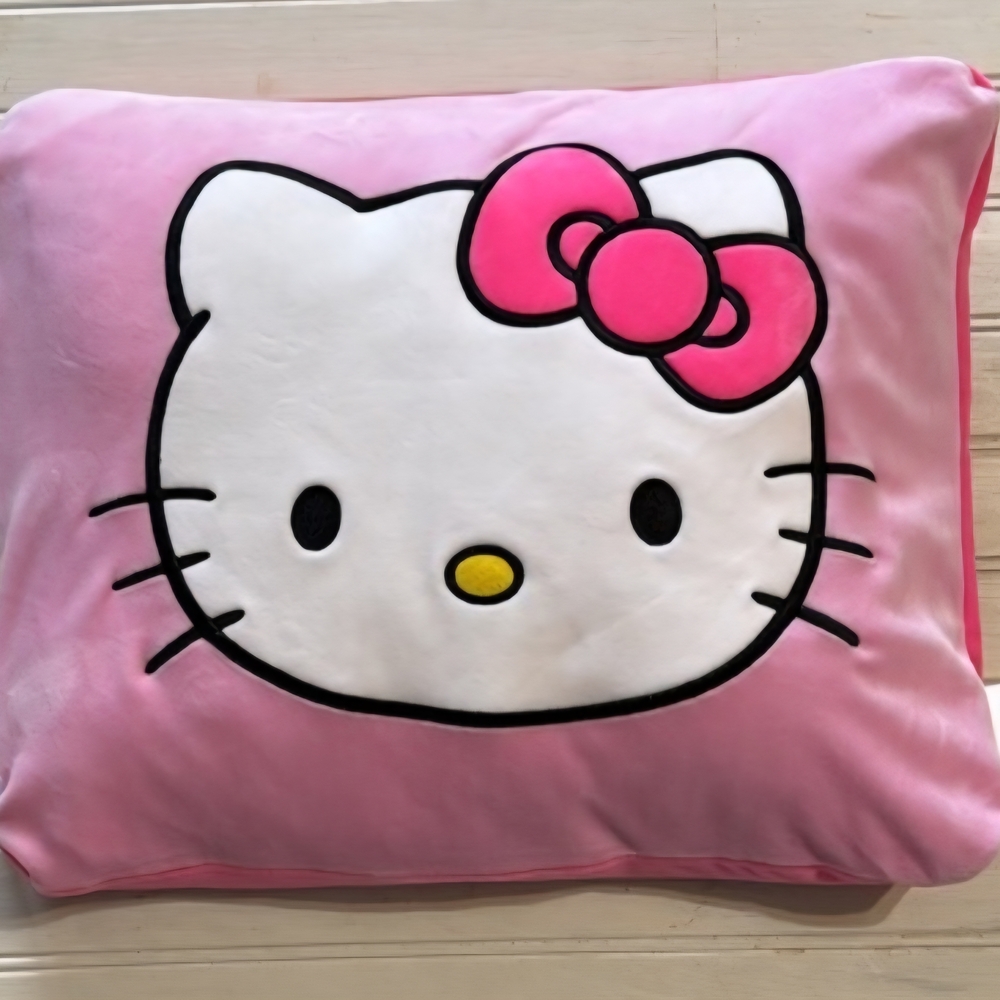 Hello Kitty Pink Plush Pet Lounger with Bow Graphic - Picture 3 of 4